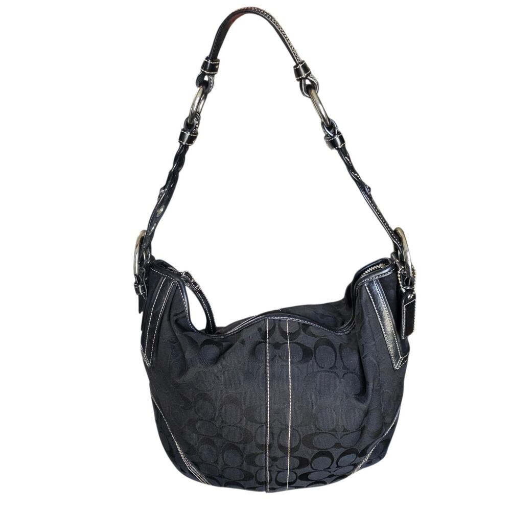 Vintage Coach SoHo Hobo Black C Canvas Jacquard Leather Y2k 6266